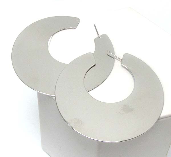 Shiny plain metal link hoop earring - wear resistant electro plating - hoops