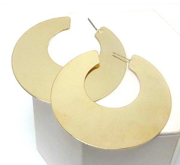 Shiny plain metal link hoop earring - wear resistant electro plating - hoops