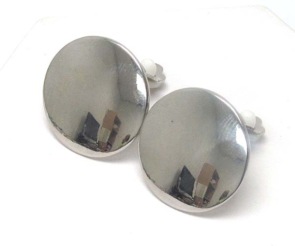 Plain round metal link clip earring - wear resistant electro plating