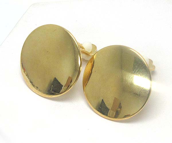 Plain round metal link clip earring - wear resistant electro plating