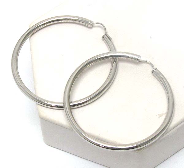 Plain metal hollow hoop earring - wear resistant electro plating - hoops