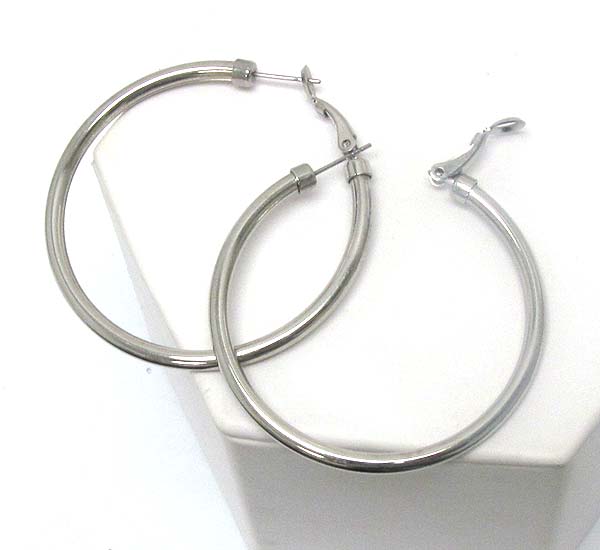 Plain metal hollow hoop earring - wear resistant electro plating - hoops