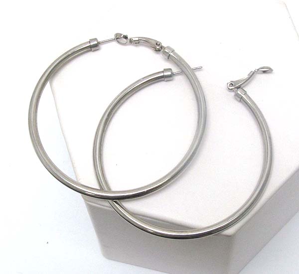 Plain metal hollow hoop earring - wear resistant electro plating - hoops