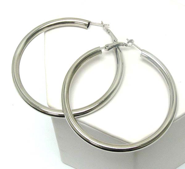 Plain metal hollow hoop earring - wear resistant electro plating - hoops