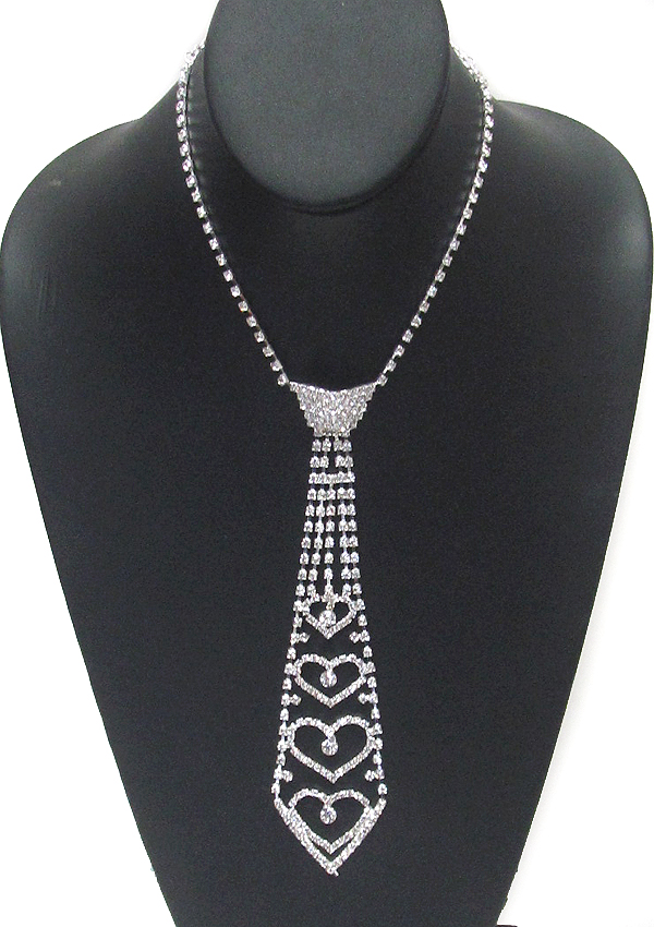 Rhinestone necktie necklace