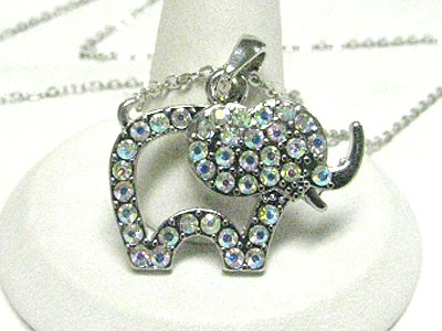 Crystal elephant pendant neckalce