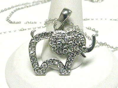 Crystal elephant pendant neckalce