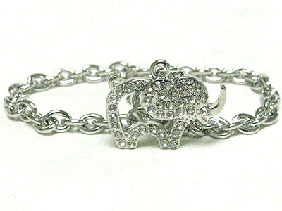 Crystal elephant charm toggle bracelet