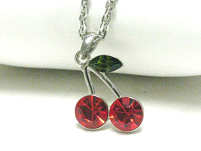 Crystal cherry pendant necklace