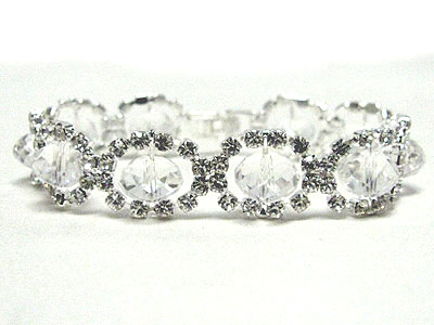 Facet crystal ball and rhinestone link bracelet