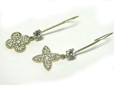 Crystal clover shape drop earring