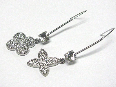 Crystal clover shape drop earring