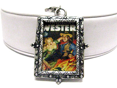 Burnish metal photo frame charm