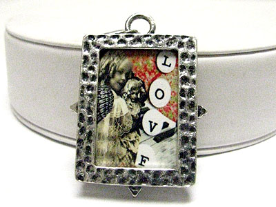 Burnish metal photo frame charm