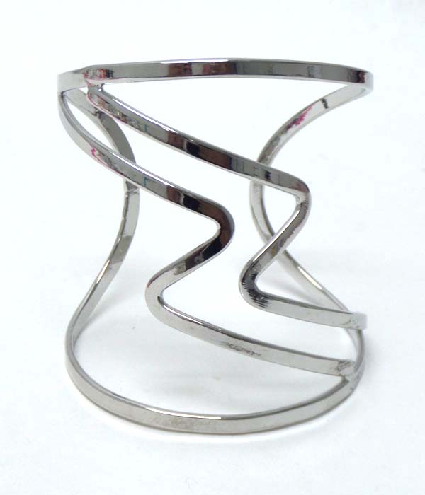 Metal texture zig zag design bangle bracelet