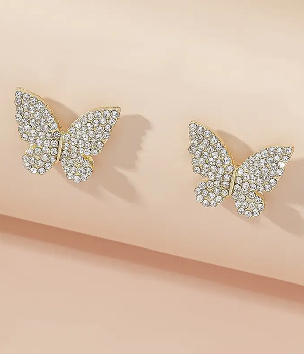 Rhinestone butterfly earring