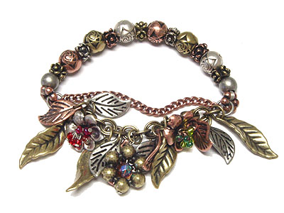 Antique flower and fallen leaves theme bracelet