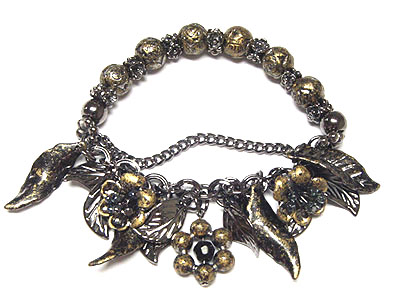 Antique flower and fallen leaves theme bracelet