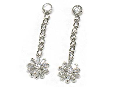 Crystal flower  linear drop earring