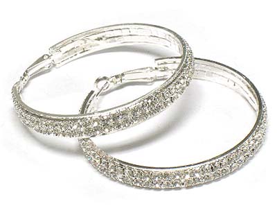 Crystal double line hoop earring - hoops