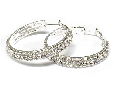 Crystal double line hoop earring - hoops