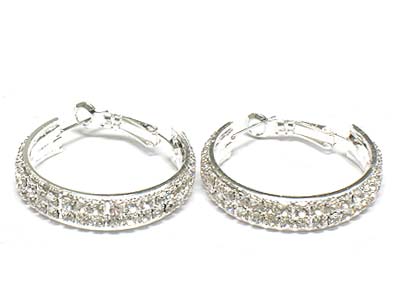 Crystal double line hoop earring  - hoops