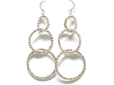 Crystal circles link drop earring