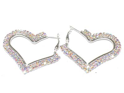 Crystal deco heart frame earring 