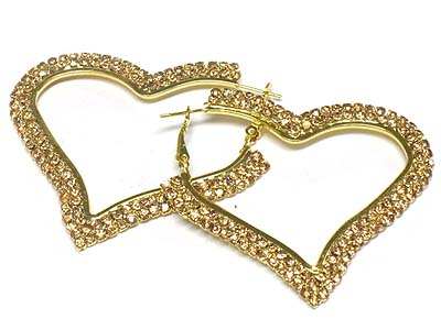 Crystal deco large heart frame earring 