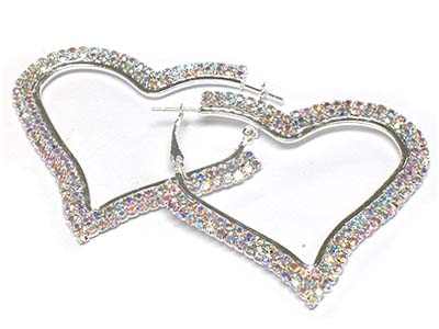 Crystal deco large heart frame earring 