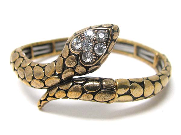 Crystal deco head snake stretch bracelet