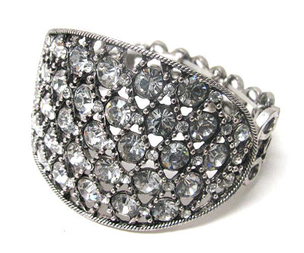 Crystal stud large curved oval stretch bracelet