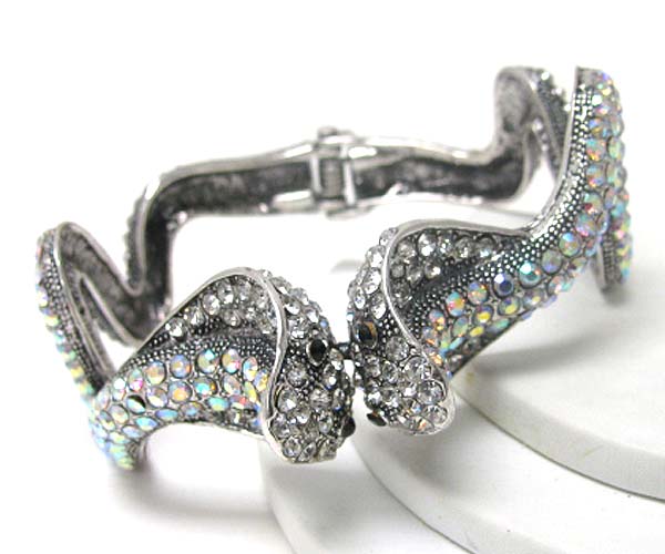 Crystal stud double cobra snake bracelet