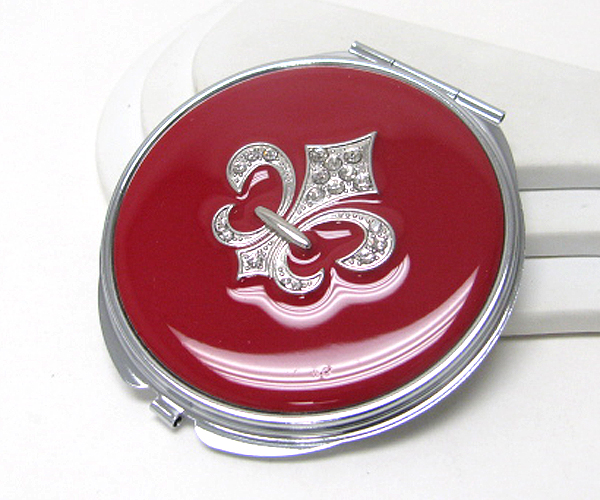 Crystal deco fluer de lis compact mirror