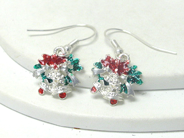 Crystal and epoxy christmas bell earring