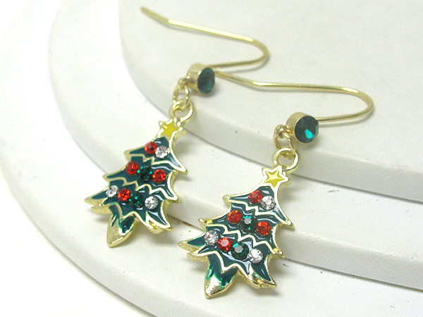 Crystal and epoxy christmas tree earring