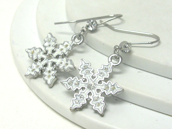 Crystal and epoxy snow flake earring