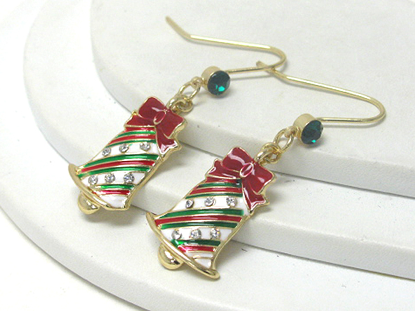 Crystal and epoxy christmas bell earring