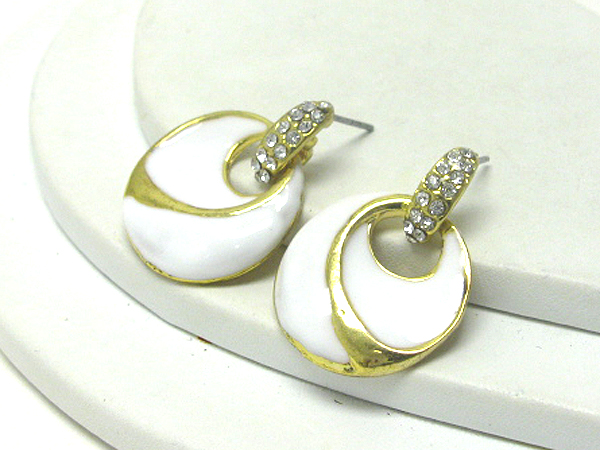 Crystal and white epoxy earring