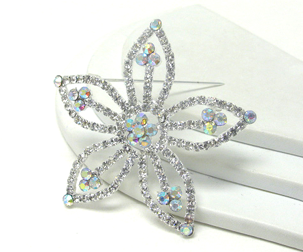 Rhinestone deco flower brooch