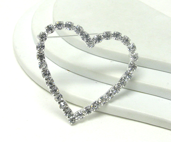 Rhinestone deco heart brooch