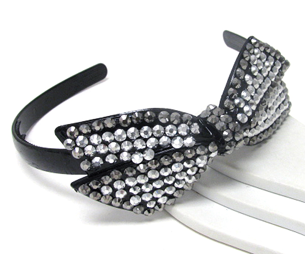 Crystal stud large ribbon headband