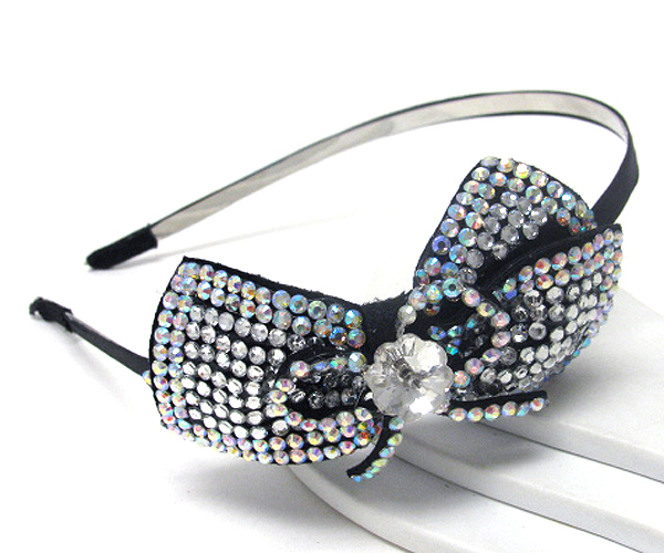 Crystal stud large ribbon headband