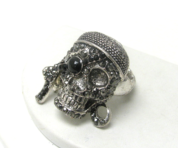 Crystal deco skull stretch ring