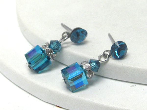 Swarovski crystal cube drop earring - made in usa