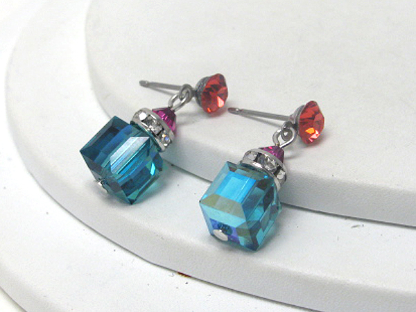 Swarovski crystal cube drop earring - made in usa