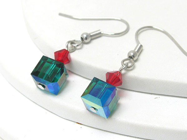 Swarovski crystal cube drop earring - made in usa