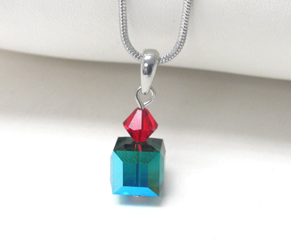 Swarovski crystal cube necklace - made in usa