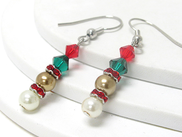 Swarovski crystal and pearl mix drop earring - made in usa