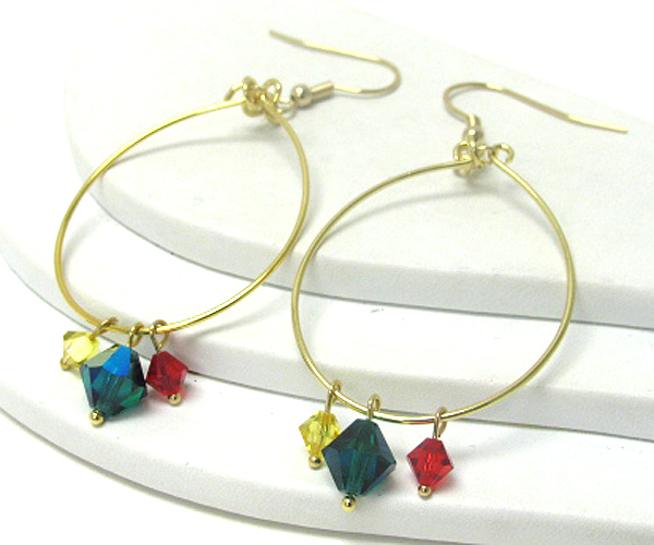 Swarovski crystal dangle hoop earring - made in usa - hoops